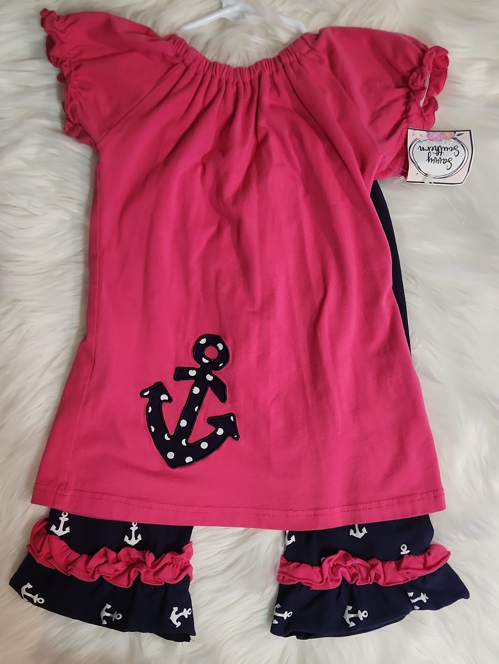 2pc Set Nautical Anchor Tunic & Ruffle Leggings - Girls Size: XXL -